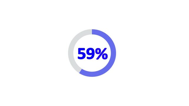 59% animated pie chart video on white background &ndash; half circle segment animation, minimal circular info graphic, percentage data visualization, modern graph design.