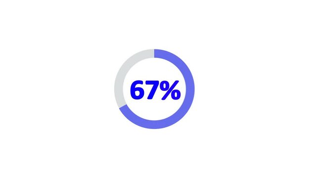 67% animated pie chart video on white  background &ndash; half circle segment animation, minimal circular info graphic, percentage data visualization, modern graph design.