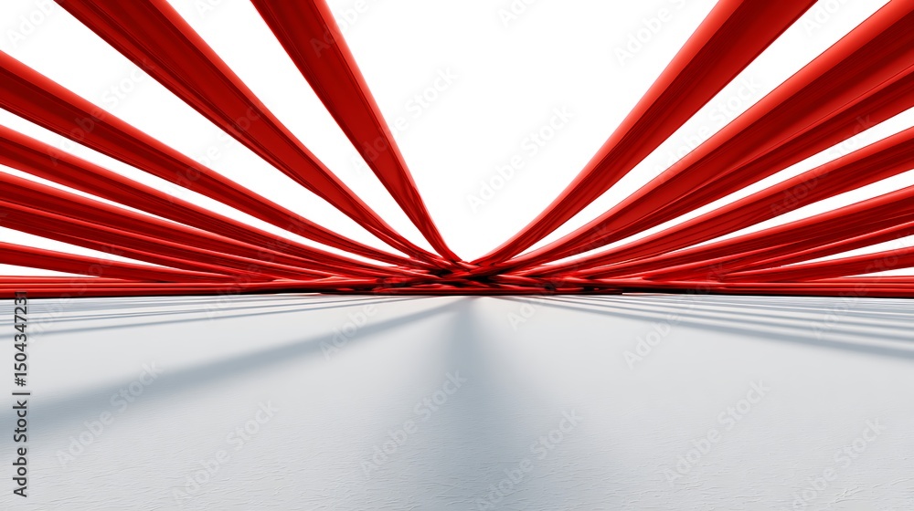 Fototapete simple thin red lines placed on a clean white background, leaving a large area of empty space, creat