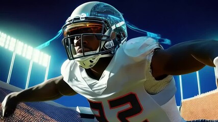Advanced Football Player with Tech Overlay Ready for the Big Game Experience - Powered by Adobe