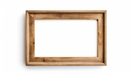 Natural Wooden Photo Frame on White Background

