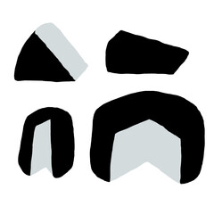 Minimalist set of cheese shapes. Bold sliced cheese silhouettes. 