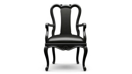 Elegant Black Vintage Armchair on White Background

