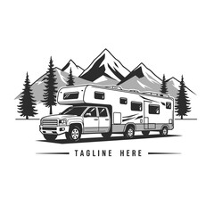 Obraz premium Double Cabin Trailer Logo Vector. Pickup truck logo. Pick up truck illustration vector for sticker business logo etc