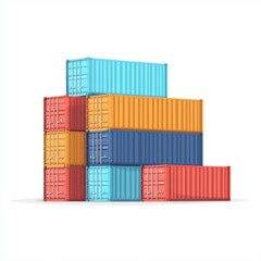 Fototapeta premium Cargo Containers Blank Mockup with logo and copy space isolated on white background. Shipping Containers Mockup. Industrial Cargo Box. Freight Container. Cargo Containers isolated on white.