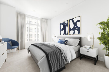 Contemporary interior design of a bedroom	
