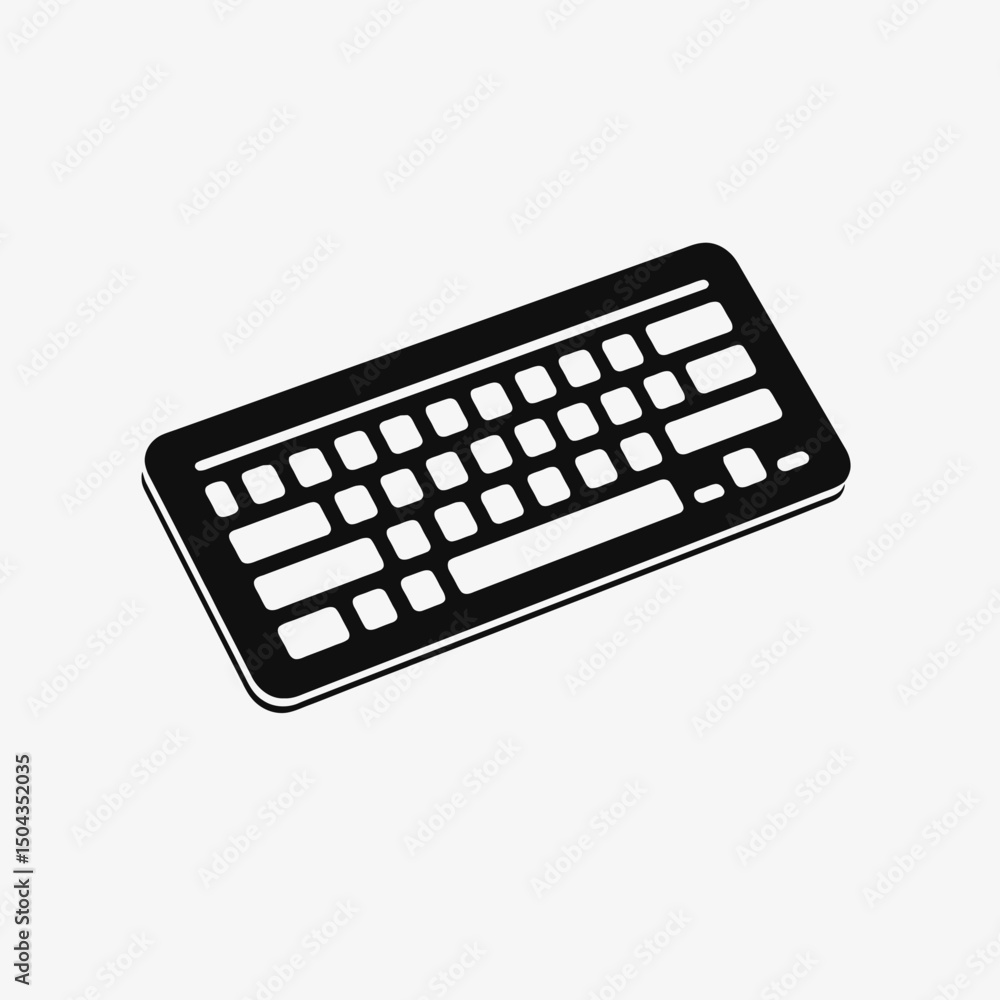 Poster keyboard computer pc input device technology electronic keys typing black white vector illustration 