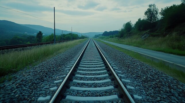 railroad tracks in the mountains