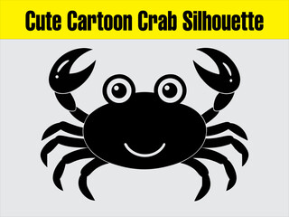 Cute Cartoon Crab Silhouette Clip-art for Kids