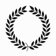 Obraz premium Laurel wreath vector black leaves circle frame illustration design element victory achievement symbol award