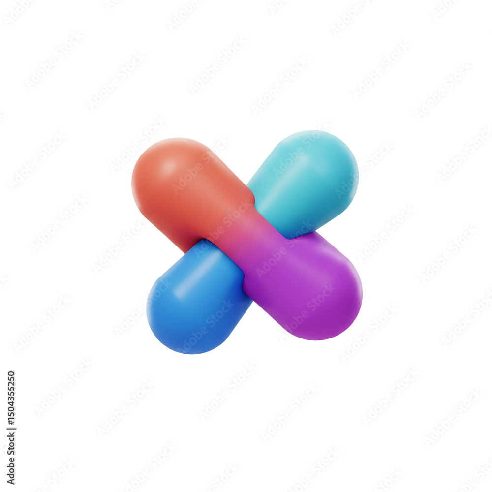 Aufkleber interlocking capsules displaying collaboration and pharmaceutical connection with varied tones and r