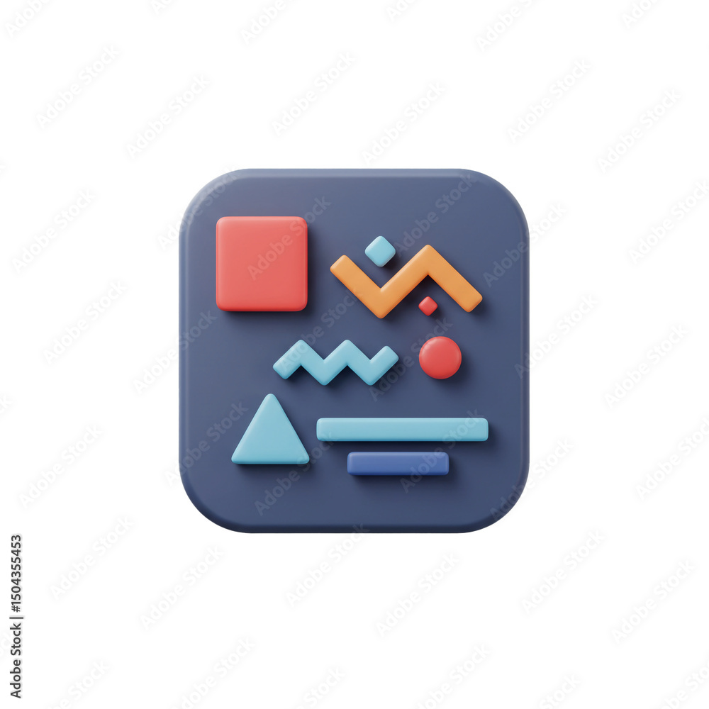 Fototapete conceptual abstract icon rendered in 3d, featuring colorful geometric shapes, suggesting innovation,