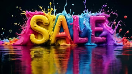 Colorful splash display promotes shopping discounts during special sale event at a local store