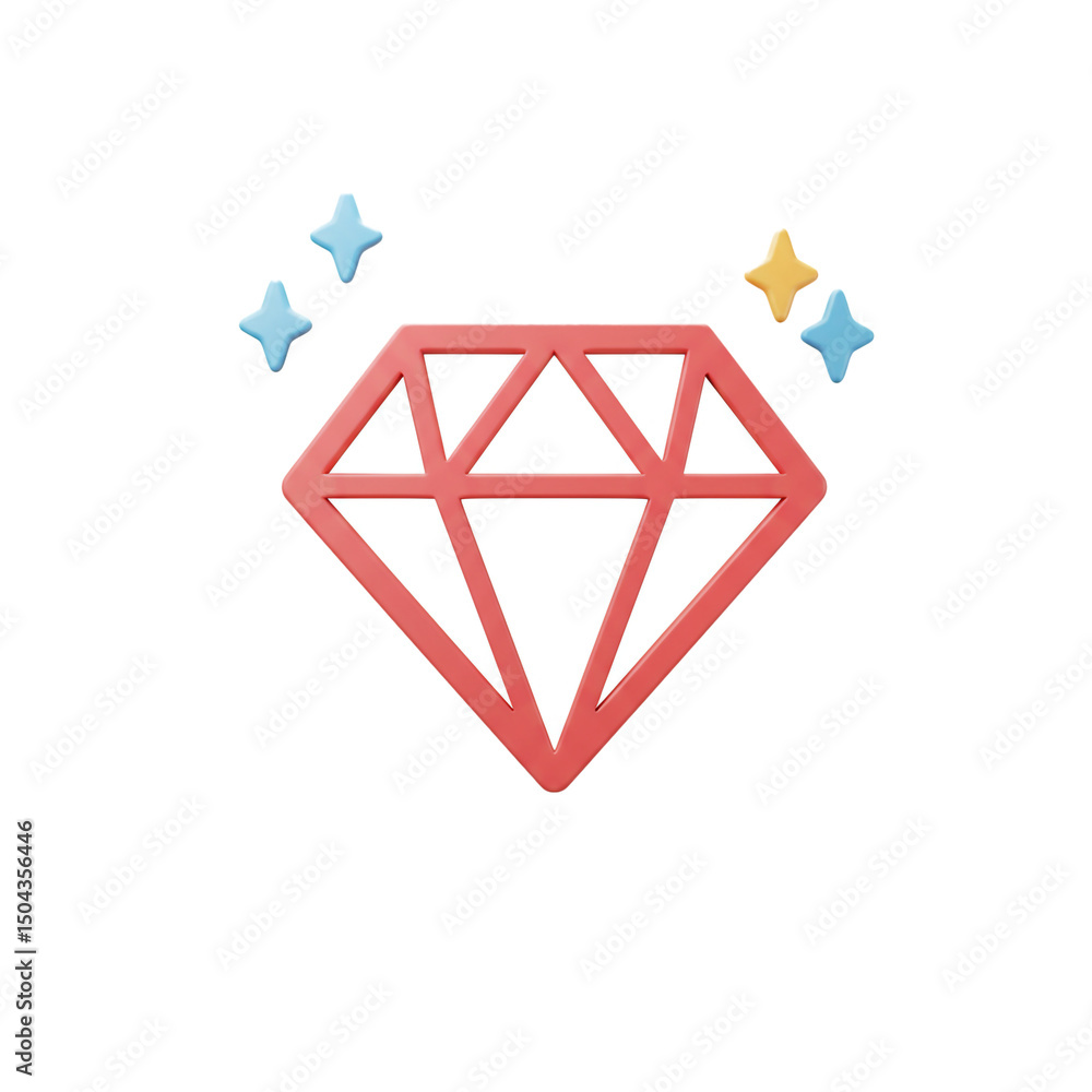 Poster a meticulously rendered image presents a stylized open red diamond shape, enhanced by sparkling elem