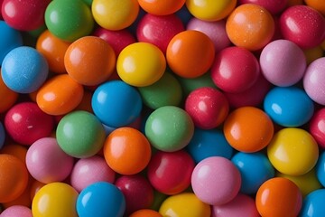 Colorful Assorted Candy Background – Top-Down Close-Up of Multicolored Sweets
