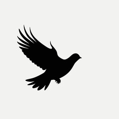 Fototapeta premium Black bird silhouette flying wings freedom peace dove spirit animal avian art design graphic illustration