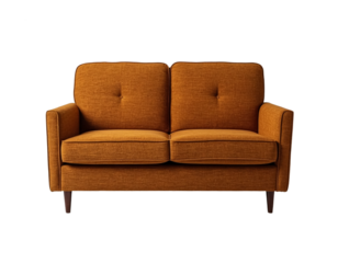 Sofa soft furniture retro 70-80s. On a transparent background PNG. Generated by AI.
