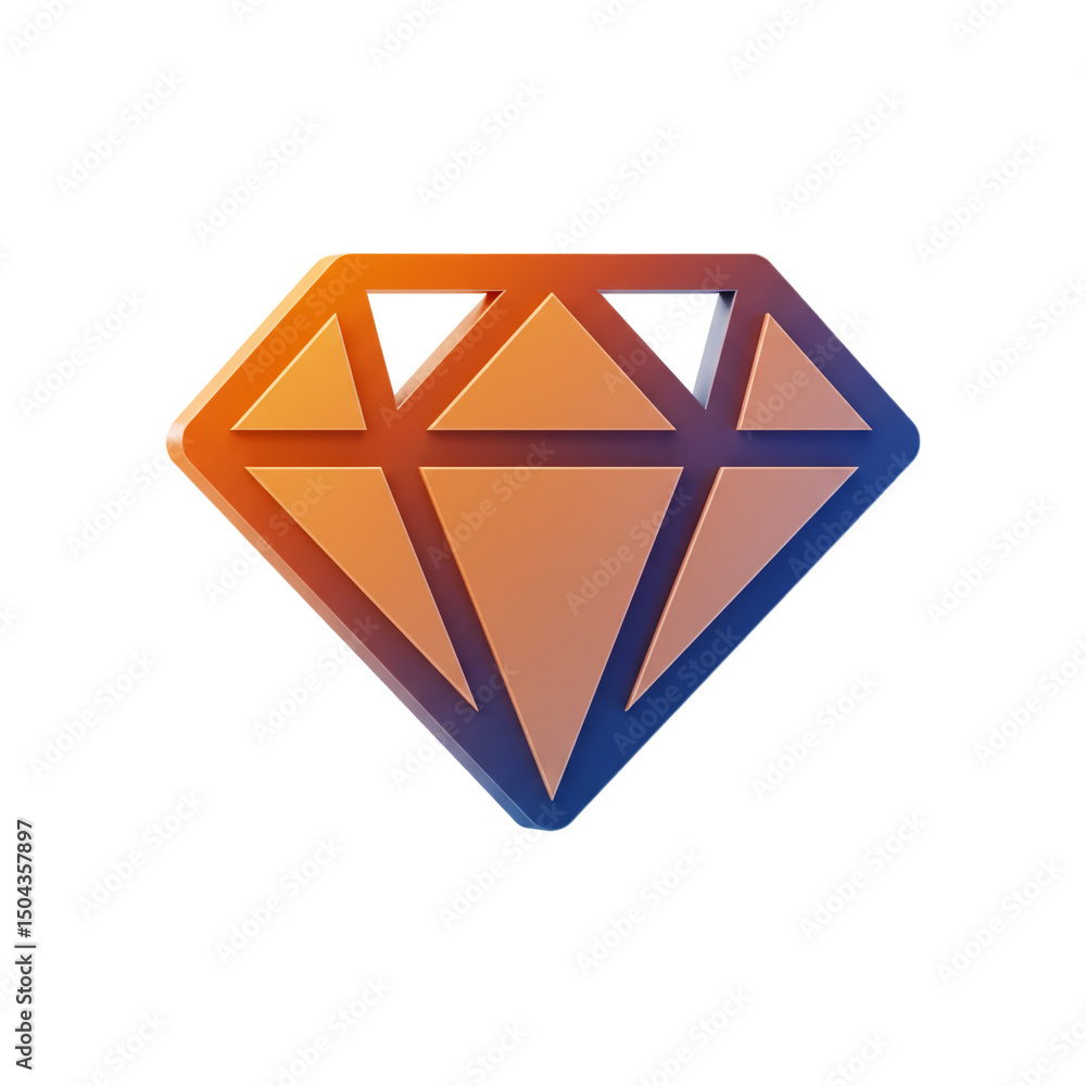 Aufkleber isolated 3d rendered diamond icon with gradient colors exhibiting gloss and faceted geometry for hig