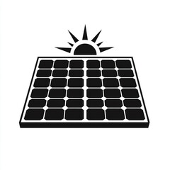 solar panel icon, sun shining on the pannel, simple, vector style illustration, white background