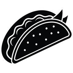 Delicious Taco Illustration A Simple Black and White Vector Graphic
