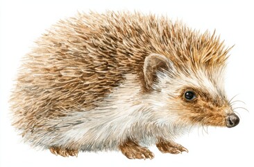 Obraz premium Watercolor Painting of a Hedgehog on White Background, Ideal for Children's Book Illustration and Promoting Wildlife Conservation : Generative AI