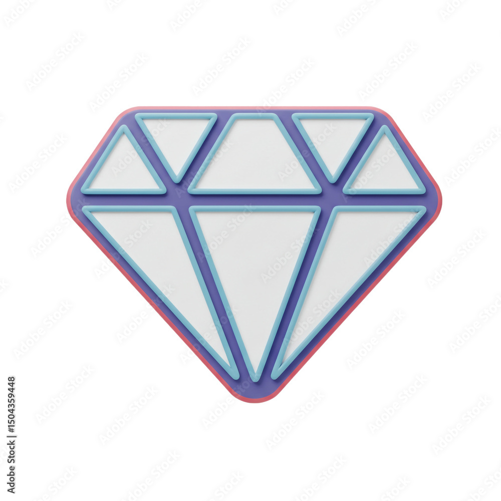 Poster stylized geometric diamond icon rendering with a playful color palette in a clean 3d design on a whi