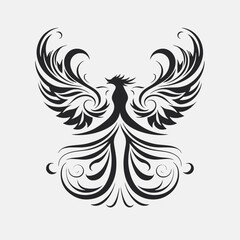 Fototapeta premium Phoenix bird vector illustration design element tattoo art graphic symbol fire rebirth mythology mythical 