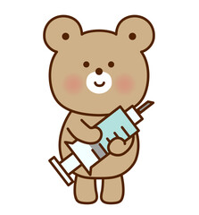 注射器を持ったかわいいくまのイラスト