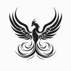 Obraz premium Phoenix bird mythical fire vector tattoo tribal illustration design graphic symbol emblem logo art animal