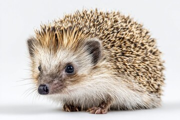 Obraz premium Close-Up of a Cute Hedgehog on White Background, Symbolizing Wildlife Conservation and Animal Protection : Generative AI