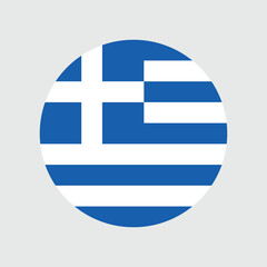 Greece Round flag icon. Greece circle flag. Greece National Flag vector illustration.