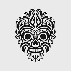 Fototapeta premium Skull tattoo art vector illustration design tribal death skeleton halloween face graphic drawing dead scary