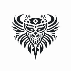 Fototapeta premium Skull tribal tattoo design vector illustration graphic art drawing sketch stencil abstract geometric decorative pattern