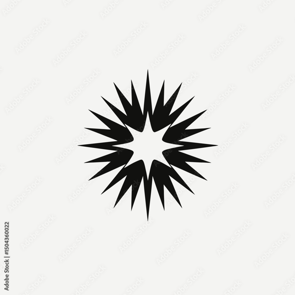 Poster black white starburst explosion burst shape abstract geometric vector design element graphic illustr