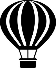 Obraz premium Hot Air Balloon With Basket Silhouette Vector Illustration