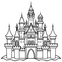 Fototapeta premium Castle line art for coloring page
