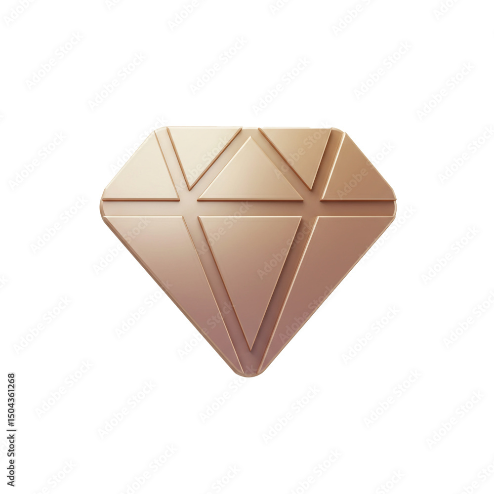 Poster radiant gemstone: a captivating 3d render of a symmetrical diamond with elegant beveled edges and a 