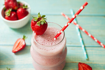 Creamy strawberry smoothie - the ultimate summer sip -packed with feel-good vibes and fruity...