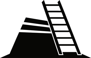 Ladder Leaning Silhouette Vector Illustration 