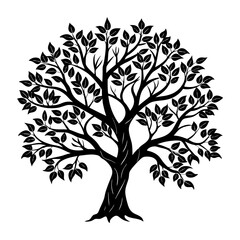 Obraz premium Silhouette of a tree with dense foliage and many branches