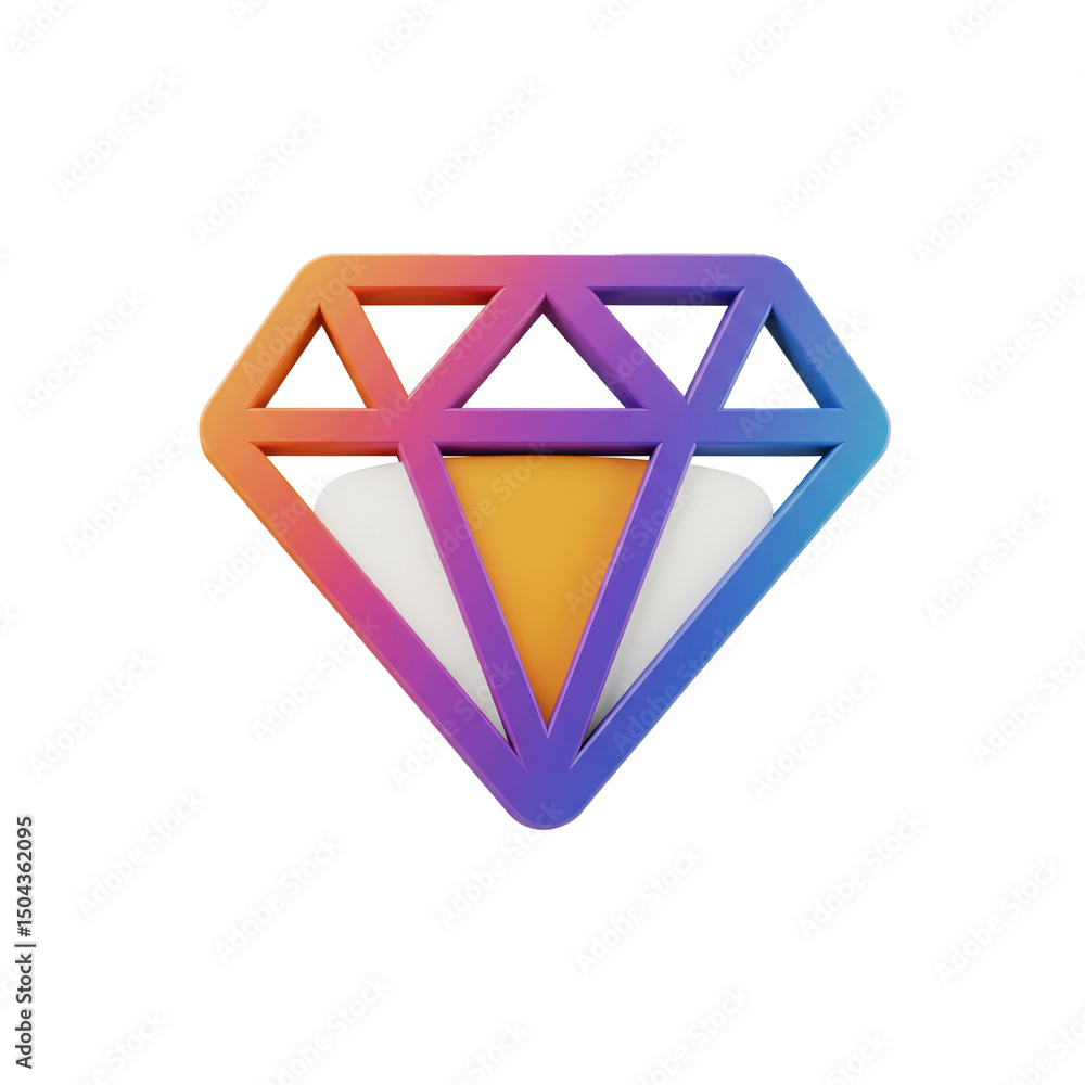 Fototapete isolated abstract rendered diamond with vibrant gradient colors, an original digital artwork for cre