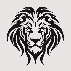 Fototapeta premium Lion head vector illustration animal feline predator mammal wildcat king silhouette tattoo design art
