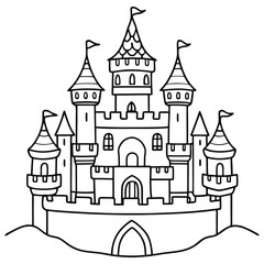 Castle line art for coloring page