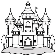 Castle line art for coloring page