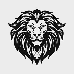 Fototapeta premium Lion head vector illustration animal feline predator mammal wildlife safari africa zoo bigcat wildcat face silhouette
