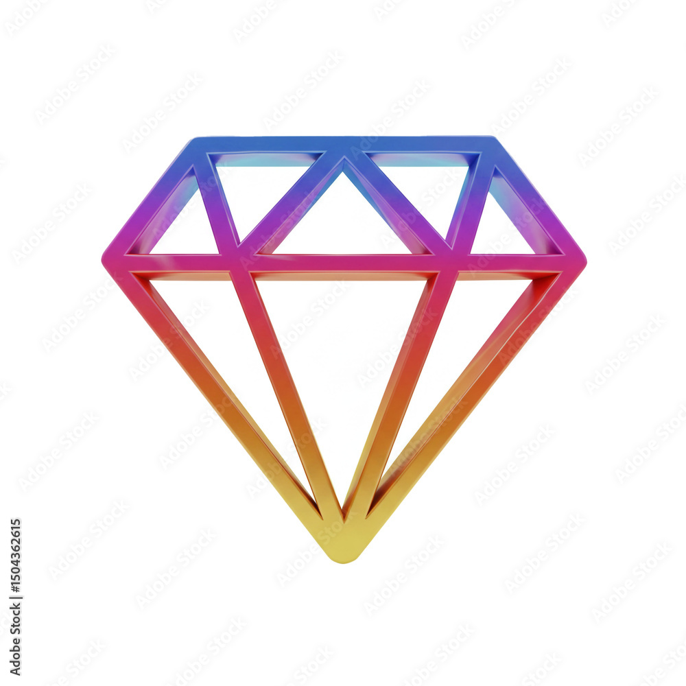 Aufkleber striking 3d render of a hollow diamond with vivid gradient colors, ideal for design applications and
