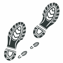 Footprint trail vector illustration isolated on white background adventure footprints silhouette