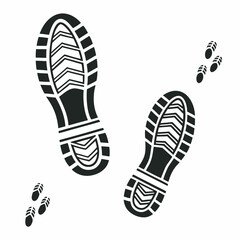 Shoe print trail vector isolated on white background following footsteps