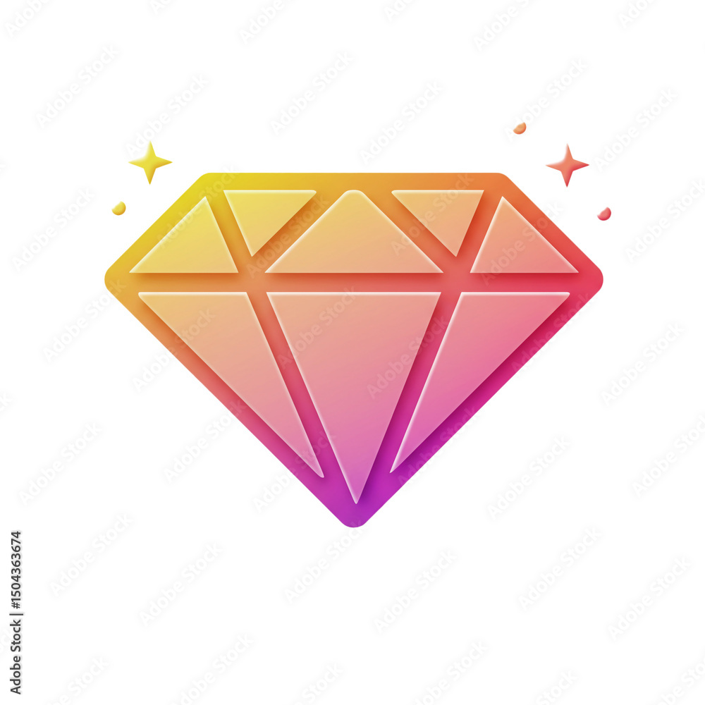 Poster gradient shaded gemstone icon symbolizing sparkle and shine on a white background offering a clean a