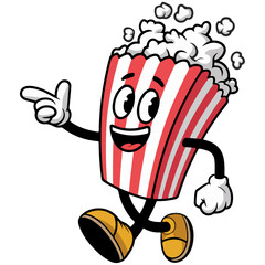 Popcorn cartoon character walking Isolated Vector Art Graphics 